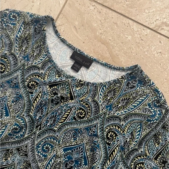 J. Jill women's Small petite paisley blue blouse - Picture 2 of 3